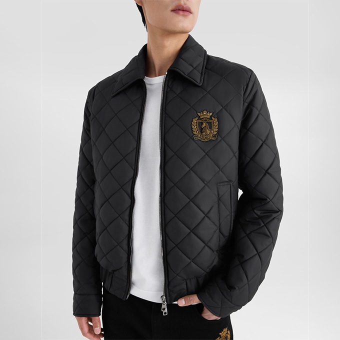 dolce & gabbana diamond quilted zip‑up bomber jacket
